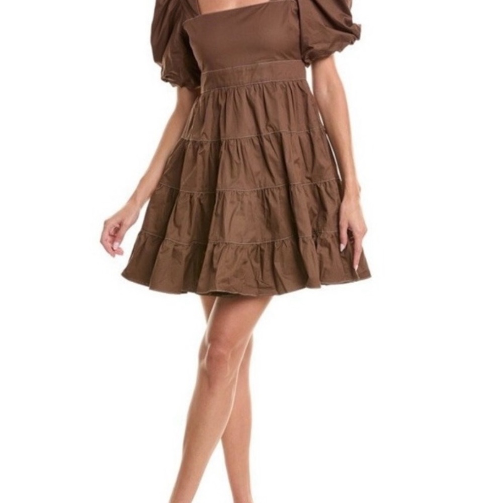 En Saison Brown Puff Sleeve Mini Dress - Picture 3 of 5